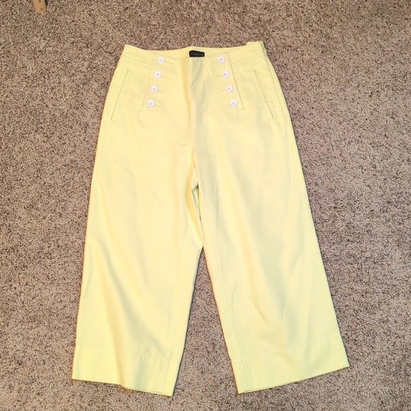 Talbots Pants - Talbots Sailor Capris Wide Leg Cropped Capri Pants Bright Lemon Sz 6P